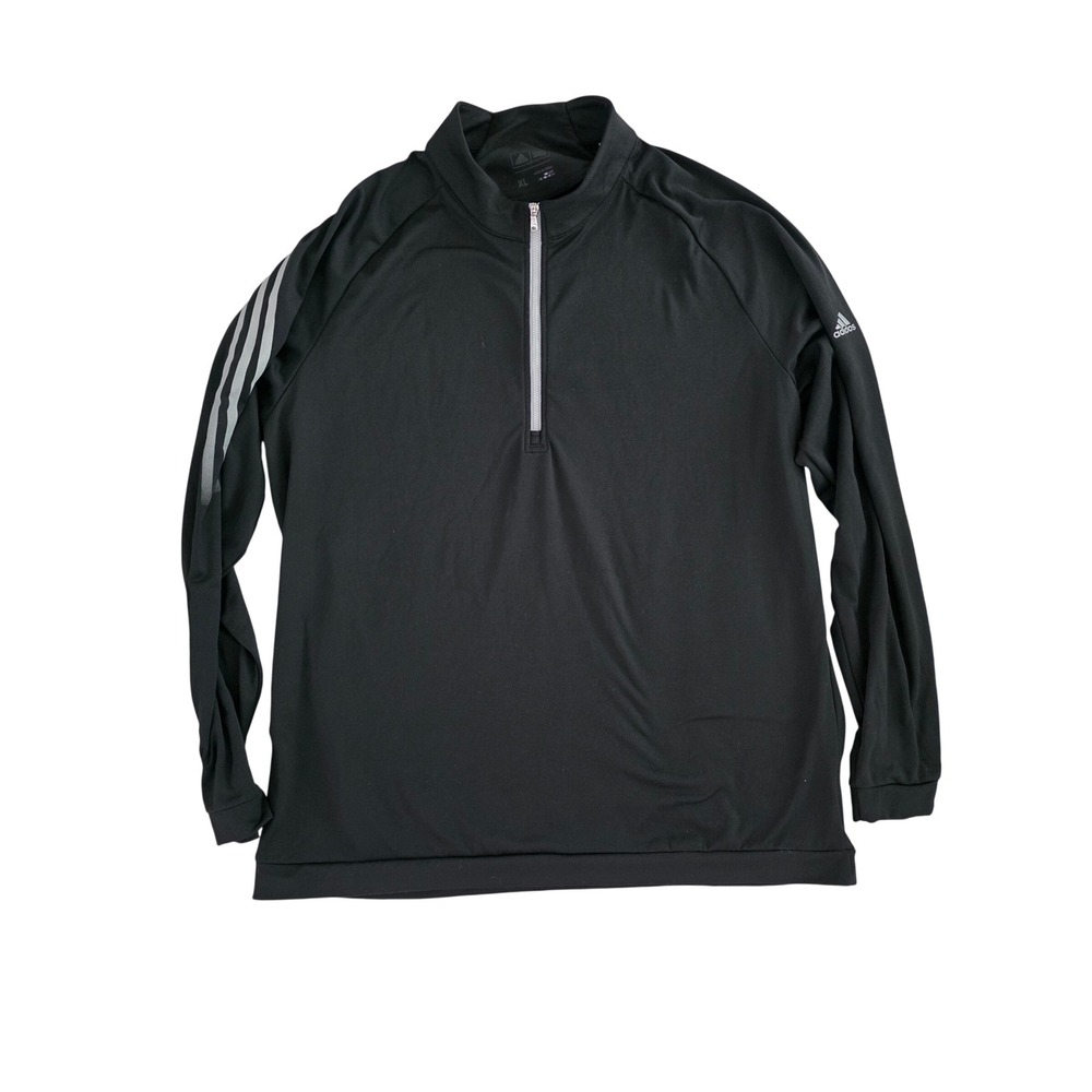 Adidas Mens XL Black 1/4 Zip Pullover 3-Stripe Long Sleeve Training Top